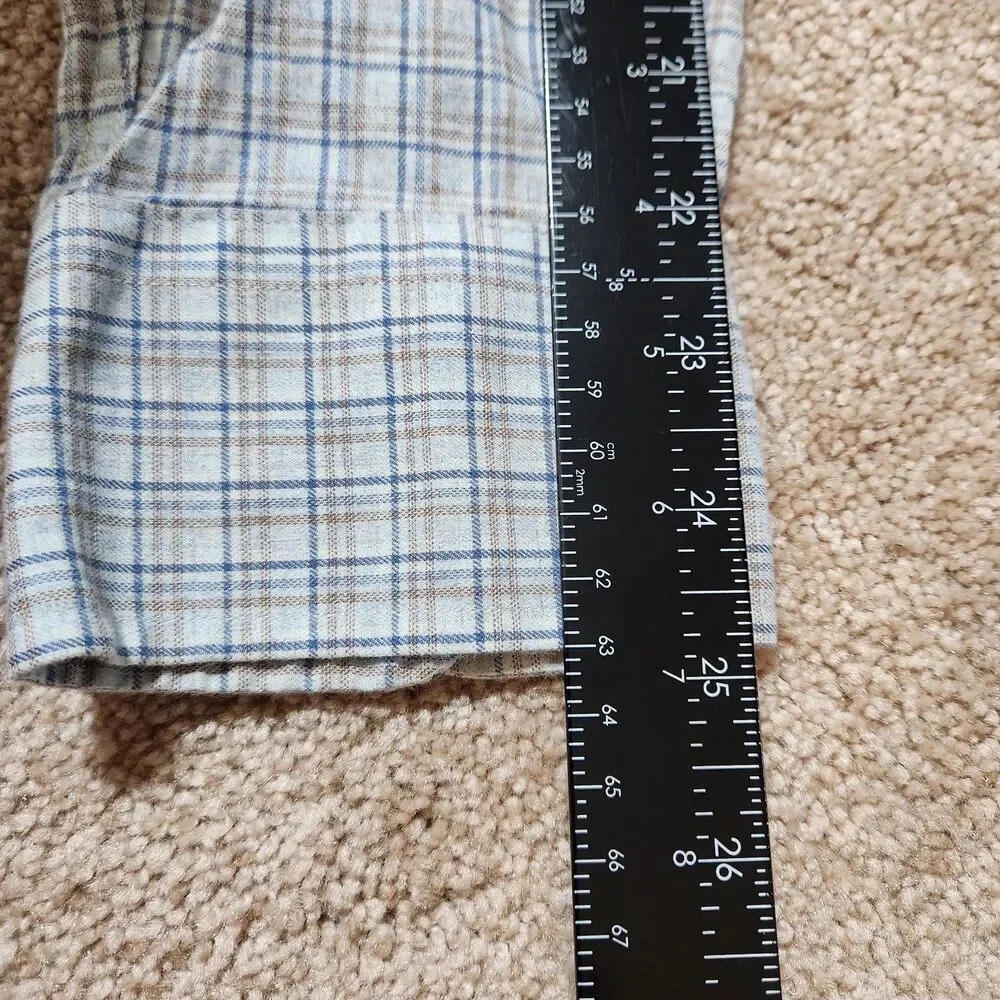 David Donahue Button Up Shirt Men 16 M/L Gray Plaid Long Sleeve Fusion